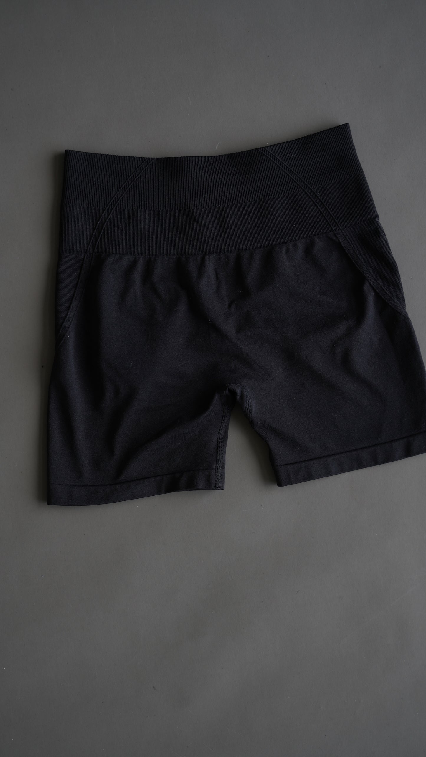 black scrunch shorts