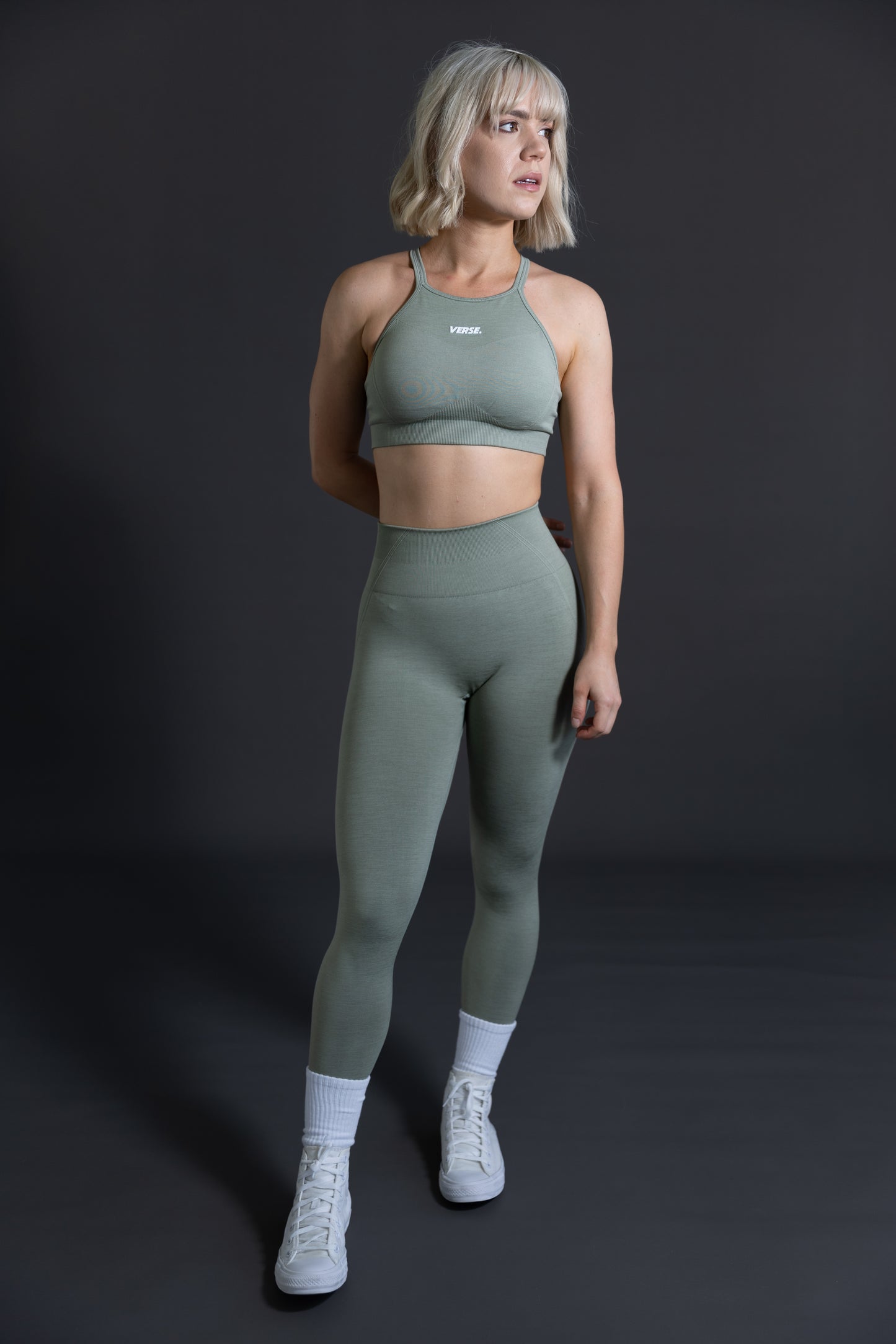 australia activewear set sage green scrunch bum leggings