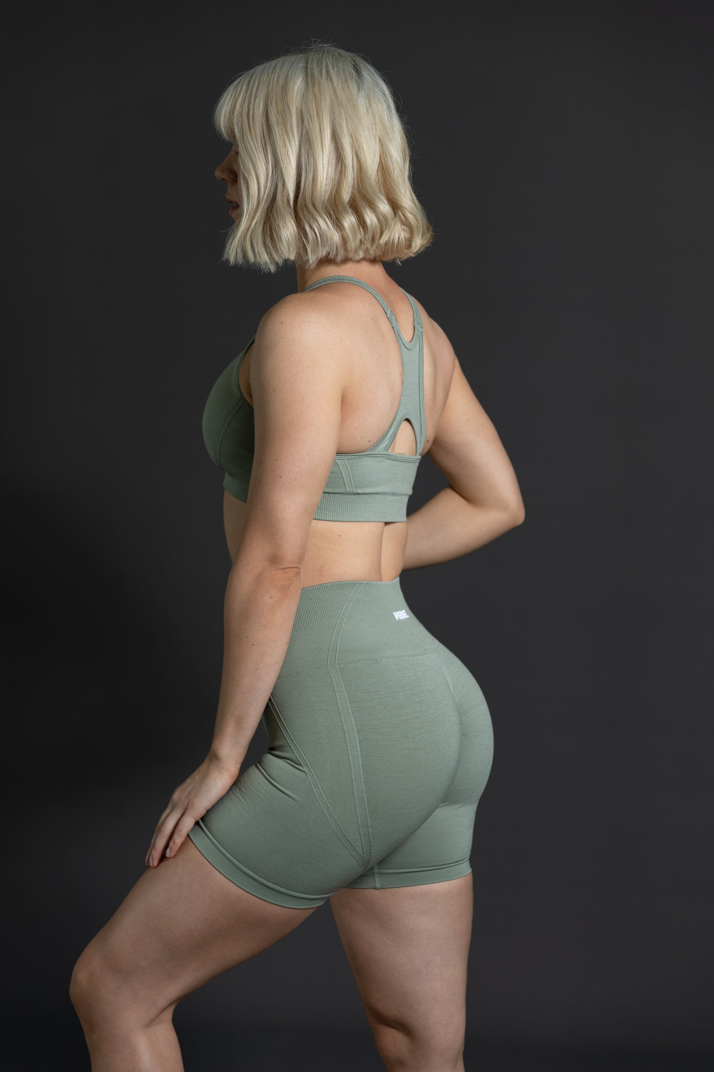 activewear australia sage green scrunch bum shorts